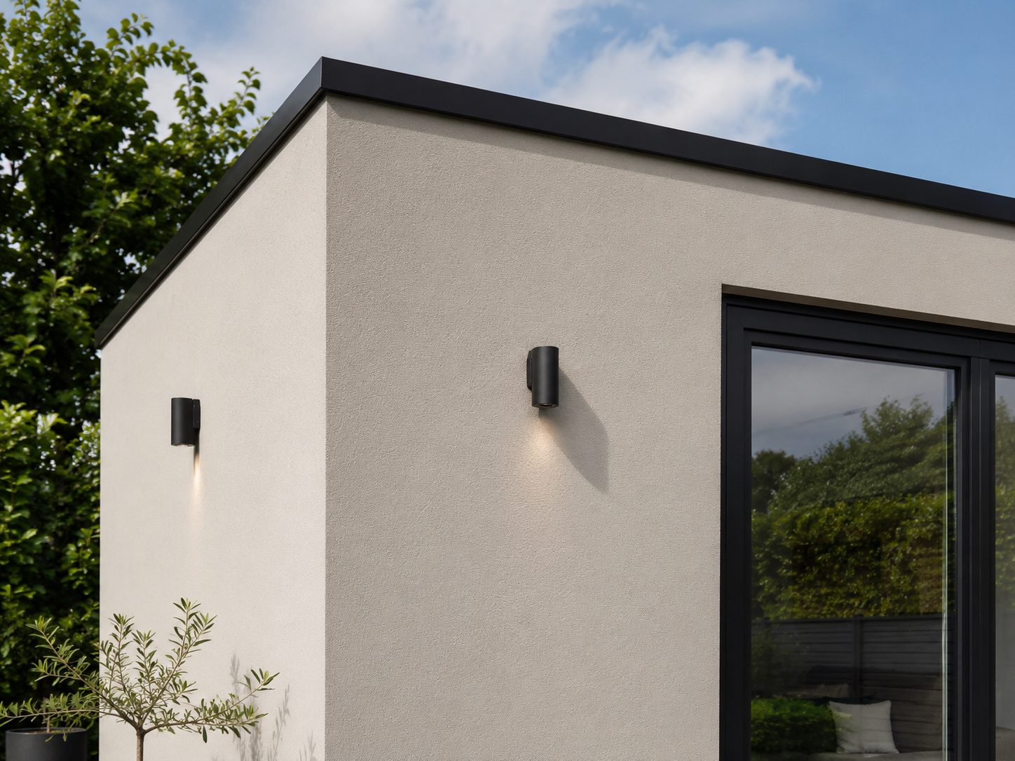 Grandform garden room project with large glazing and timber-style exterior finish